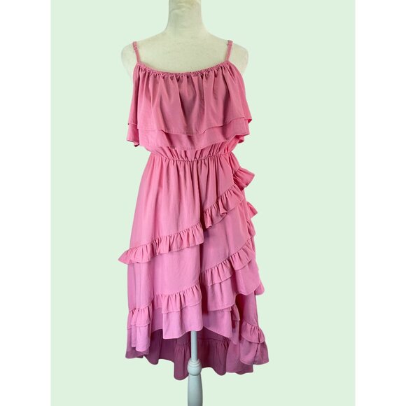 Strut & Bolt Pink Ruffle Layered Midi Sundress size medium - Picture 15 of 16